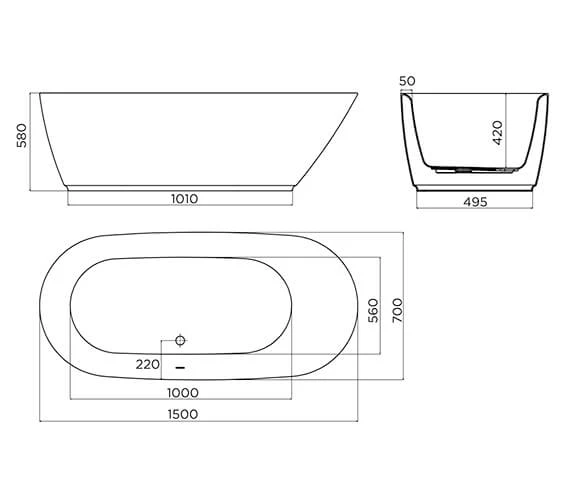 April Cayton Contemporary White Freestanding Oval Shaped Bath 4 April Cayton Contemporary White Freestanding Oval Shaped Bath - Image 2