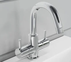 Bristan Prism 2 Handle Chrome Basin Mixer Tap With Swivel Spout