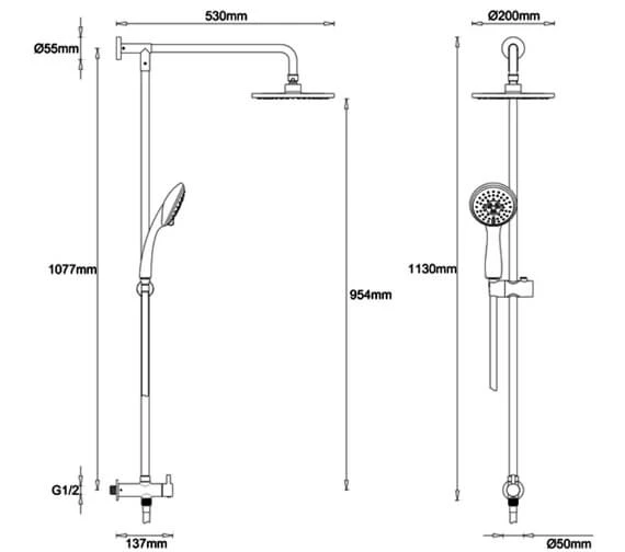 Crosswater Fusion Shower Diverter With Fixed Head And Handset Kit Chrome 4 Crosswater Fusion Shower Diverter With Fixed Head And Handset Kit Chrome - Image 2