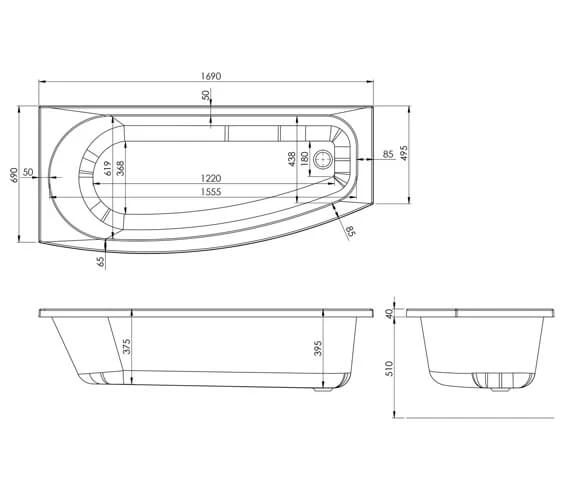 Trojan Space Saver 1700 X 700mm Encapsulated Baseboard Shower Bath White 4 Trojan Space Saver 1700 X 700mm Encapsulated Baseboard Shower Bath White - Image 2