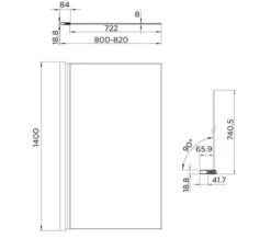 Aquadart Venturi 8 Square Edge Bath Screen 800 X 1400mm With Polished Silver Profile