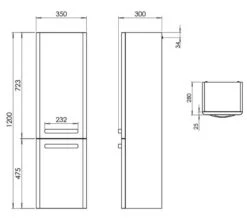 Tavistock Compass 350 X 1200mm Two Door Wall Hung Storage Column Unit -Duravit Store M700 2022 8 16 10 3 24 404