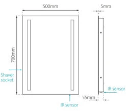 Sensio Kai Plus 500 X 700mm Diffused Slimline LED Mirror With Shaver Socket -Duravit Store M700 2022 8 22 15 13 3 598