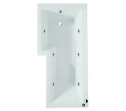 Aqua Edition Blok L Shaped Whirlpool Shower Bath With Front Panel