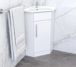 Kartell K-Vit Impakt Single Door White Corner Vanity Unit With Basin