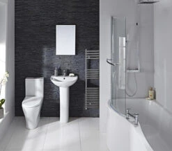 Aqua Edition Compact P Shaped Whirlpool Shower Bath With Front Panel