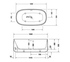 Duravit Zencha 1600 X 850mm Air System Whirlpool Bath With 1 Backrest Slope -Duravit Store M700 2022 9 7 14 39 56 760