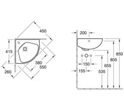 Villeroy & Boch Villeroy And Boch O.Novo 415mm 1 Taphole White Alpin Corner Basin With Overflow -Duravit Store M700 2023 1 10 12 7 24 919
