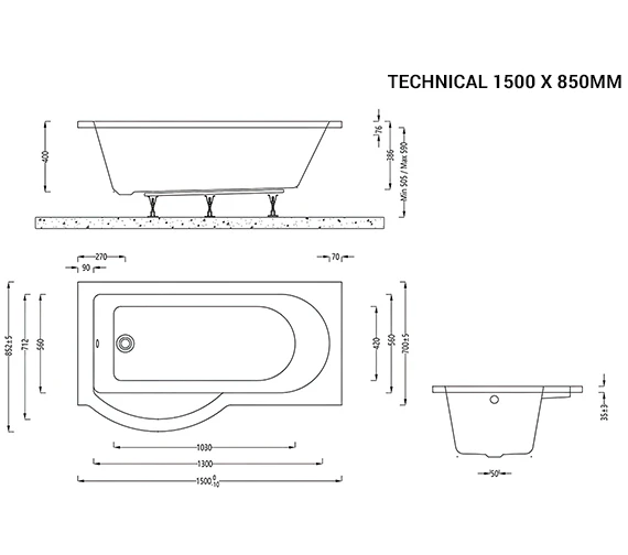 IMEX Arco White Shower Bath 4 IMEX Arco White Shower Bath - Image 2