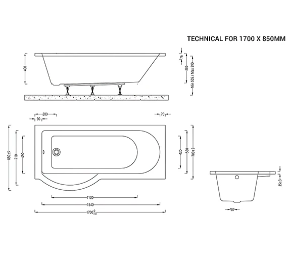 IMEX Arco White Shower Bath 6 IMEX Arco White Shower Bath - Image 4