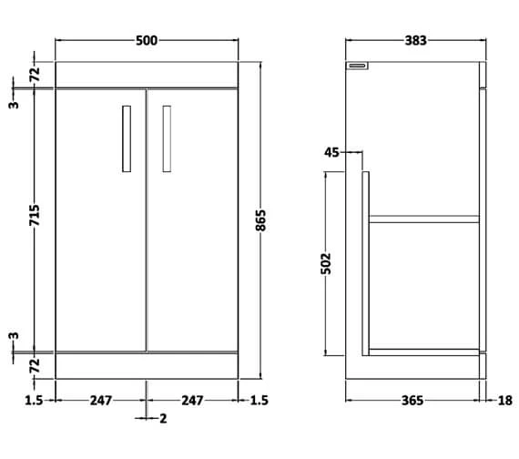 Nuie Athena Floor Standing 2 Door Cabinet With Worktop Or Basin 4 Nuie Athena Floor Standing 2 Door Cabinet With Worktop Or Basin - Image 2