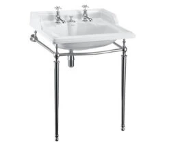 Burlington Classic White 2TH Basin With Invisible Overflow And Wash Stand