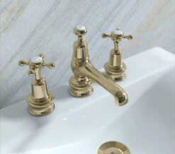 Burlington 3-Hole Claremont Handles Basin Mixer With Regent Base And Waste