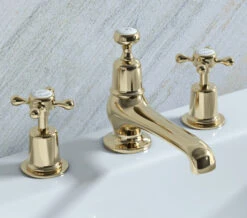 Burlington Chrome 3 TH Basin Mixer Tap With Pop-Up Waste And Claremont Handles