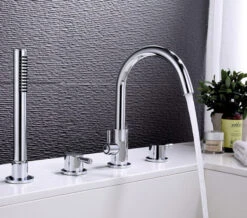 RAK Prima Tech 4-Hole Chrome Plated Bath Shower Mixer Tap Deck Mounted