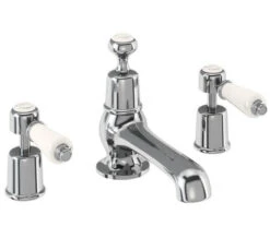 Burlington Chrome 3 Hole Basin Mixer Tap With Waste And Kensington Handle