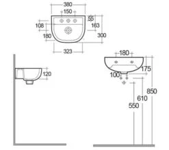 RAK Compact Special Needs 380mm White Wall Hung Basin -Duravit Store M700 2023 2 27 11 51 28 165