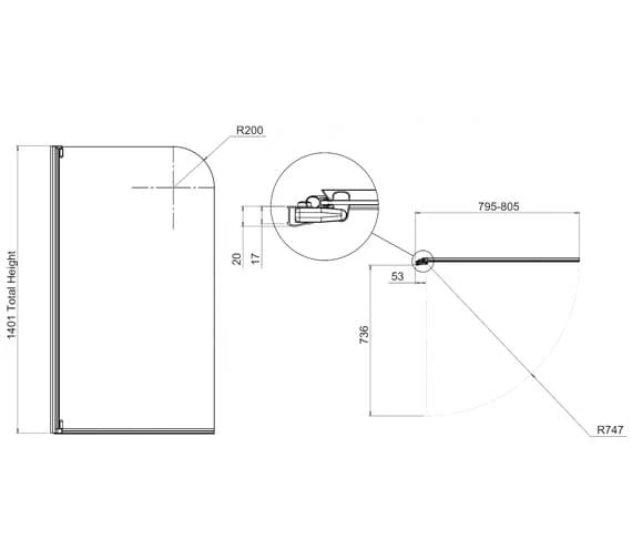 Aqualux Aqua 4 Polished Silver Finish Clear Glass 800mm Half Frame Bath Screen 4 Aqualux Aqua 4 Polished Silver Finish Clear Glass 800mm Half Frame Bath Screen - Image 2