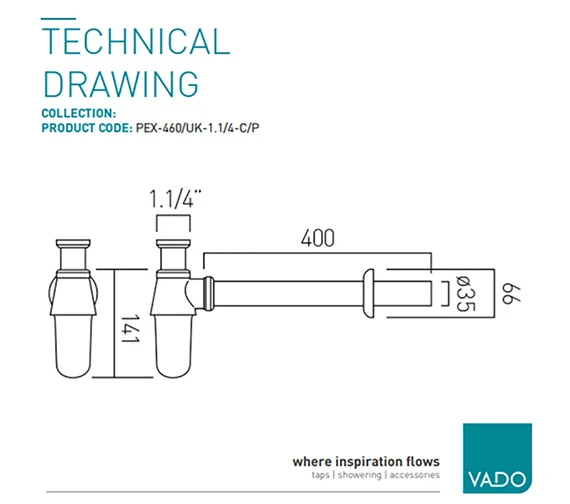 Vado Chrome Bottle Trap 4 Vado Chrome Bottle Trap - Image 2
