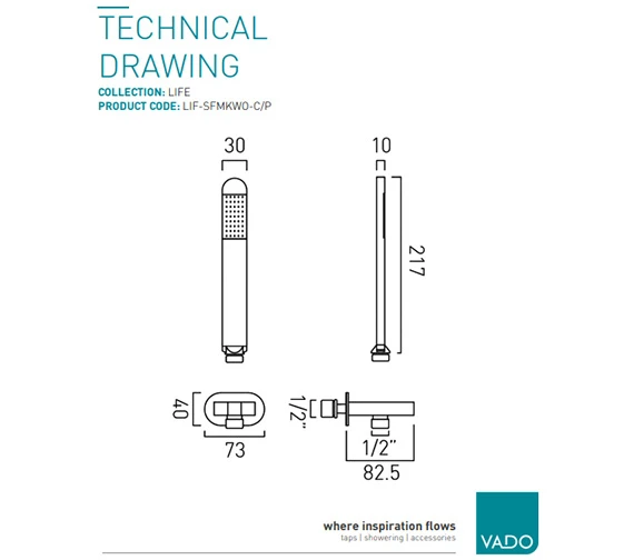Vado Life Single Function Chrome Mini Shower Kit With Integrated Outlet 4 Vado Life Single Function Chrome Mini Shower Kit With Integrated Outlet - Image 2