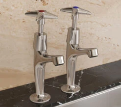 Bristan X Head High Neck Chrome Pillar Taps