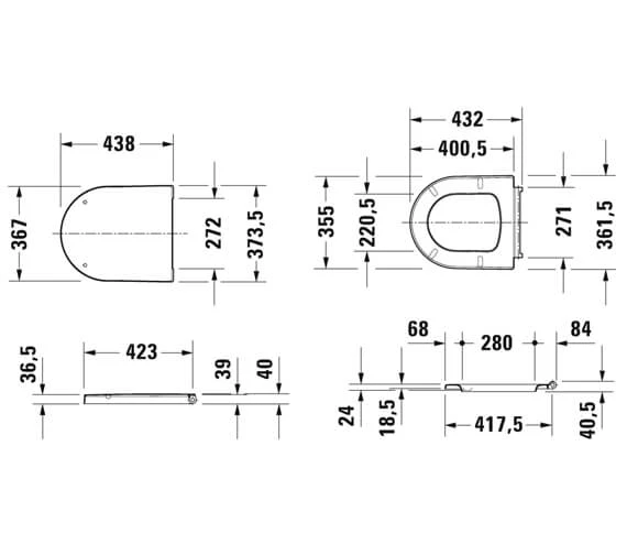 Duravit Me-By-Starck 367mm X 438mm Toilet Seat And Cover 5 Duravit Me-By-Starck 367mm X 438mm Toilet Seat And Cover - Image 3