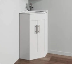 Nuie Mayford Double Door Corner White Cabinet And Basin