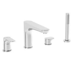 VitrA Root Round 4 Hole Bath Shower Mixer Tap With Kit
