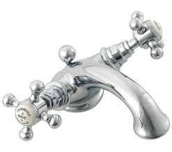Silverdale Victorian Monobloc Basin Mixer Tap With Pop Up Waste