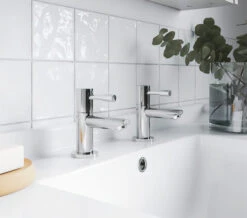 Nuie Series 2 Chrome Pair Of Basin Pillar Taps