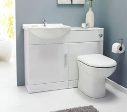 Nuie Mayford 1 Door White Bathroom Vanity Unit And Back To Wall WC Unit