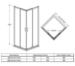 Nuie Ella Corner Entry Shower Enclosure Cubicle -Duravit Store M700 2023 4 3 7 3 58 121