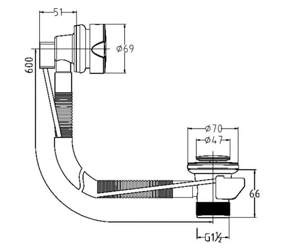 Nuie Economy Bath Pop-Up Waste And Overflow Chrome 4 Nuie Economy Bath Pop-Up Waste And Overflow Chrome - Image 2
