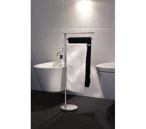 Smedbo Outline Lite Free Standing Polished Stainless Steel Triple Towel Rail Base Round 3 Smedbo Outline Lite Free Standing Polished Stainless Steel Triple Towel Rail Base Round