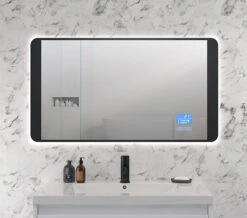 QS Basics Dibex 900 X 500mm Digital Matt Black Bluetooth LED Mirror