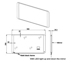 QS Basics Dibex 900 X 500mm Digital Matt Black Bluetooth LED Mirror -Duravit Store M700 2023 5 12 7 40 5 14
