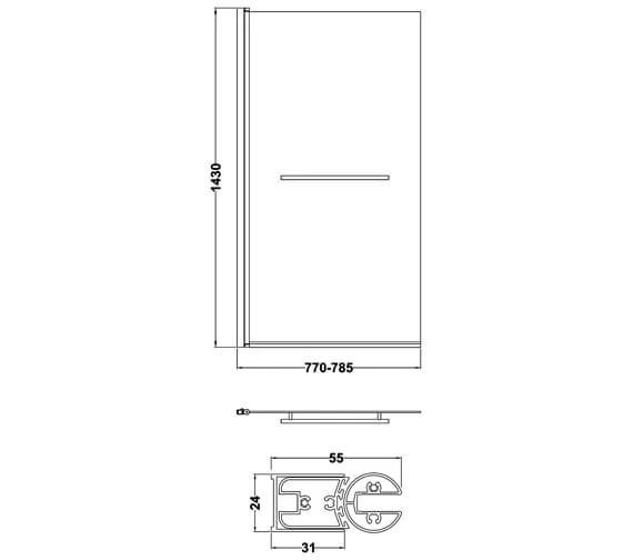 Nuie 1435mm High Square Bath Screen 7 Nuie 1435mm High Square Bath Screen - Image 5