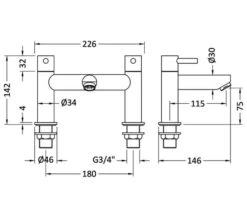 Nuie Series 2 Chrome Deck Mounted Bath Shower Mixer Tap -Duravit Store M700 2023 5 25 15 22 5 950