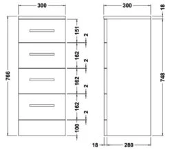 Nuie Mayford 300 X 766mm 4 Drawer Floor-Standing Gloss White Furniture Unit -Duravit Store M700 2023 5 27 12 21 38 530