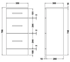 Nuie Mayford 350mm Wide 3 Drawer Furniture Unit -Duravit Store M700 2023 5 27 7 16 22 466
