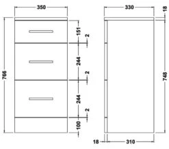 Nuie Mayford 350mm Wide 3 Drawer Furniture Unit -Duravit Store M700 2023 5 27 7 16 48 660