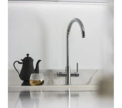 Abode Prothia 3 In 1 Swan Spout Slimline Monobloc Boiling Kitchen Sink Mixer Tap