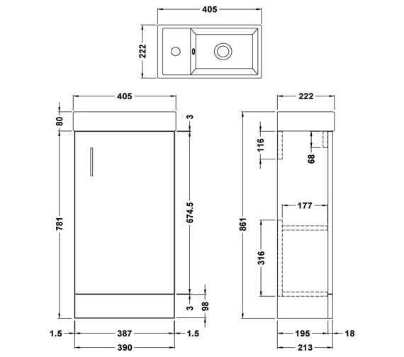 Nuie Vault 405 X 861mm Single Door Floor Standing Compact Unit And Basin 5 Nuie Vault 405 X 861mm Single Door Floor Standing Compact Unit And Basin - Image 3