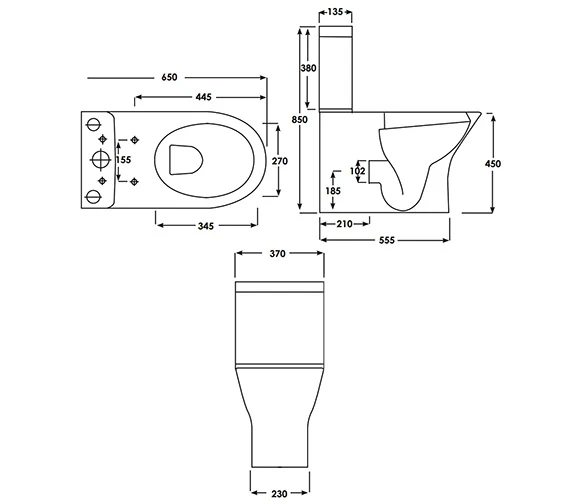 Essential IVY Close Coupled White Rimless WC Pan With Cistern And Seat 5 Essential IVY Close Coupled White Rimless WC Pan With Cistern And Seat - Image 3