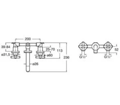 Roca Loft 3 Hole Chrome Basin Mixer Tap For Wall Mount Installation - 5A4743C00 -Duravit Store M700 2023 7 25 9 34 27 377