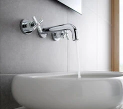 Roca Loft 3 Hole Chrome Basin Mixer Tap For Wall Mount Installation - 5A4743C00