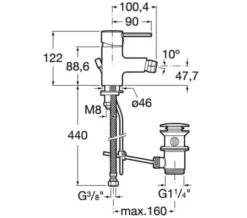 Roca Targa Chrome Bidet Mixer Tap Without Waste -Duravit Store M700 2023 8 25 11 59 20 919