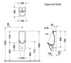 Duravit Starck 3 Rimless Urinal 245 X 300mm -Duravit Store M700 2023 9 7 8 47 9 294