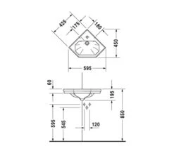 Duravit 1930 Series 1 Tap Hole Handrinse Corner Basin 595mm - 793420000 -Duravit Store QS D19304 2 mn