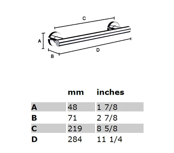 Smedbo Home 284mm Grab Bar 5 Smedbo Home 284mm Grab Bar - Image 3